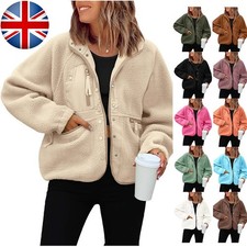 Ladies Polar Fleece Jacket Womens Sherpa Overshirt Coat Warm Winter Jumper UK