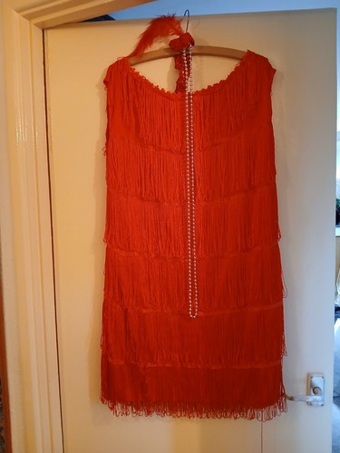 Red flapper dress with - red,