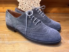 Russell Bromley Ladies Grey Suede Brogue Flat Lace Up Shoes Size 7 UK 40 EUR