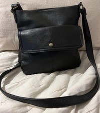Fat face Black Leather Crossbody Bag