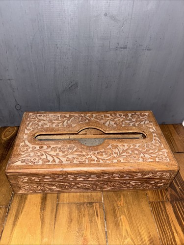 Vintage wooden tissue box - vintage,