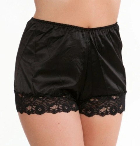 Black satin french knickers - black,