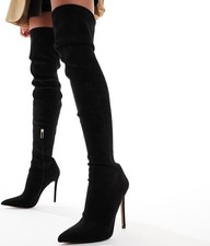 Black Faux Suede Over Knee
