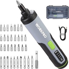WORKPRO 4V Electric Screwdriver Cordless Screwdriver Set w/35 Bits Extension Rod