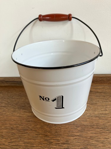 White metal bucket shaped - white,