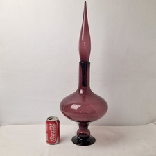 Amethyst purple bubbled glass genie bottle