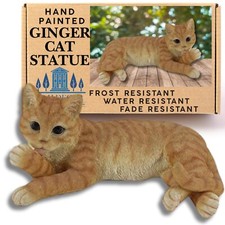 Ginger Cat Ornament Statue Ornament Sculpture Cat Lovers Gift Garden Home Resin