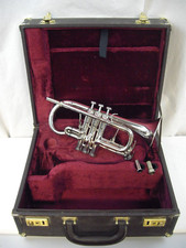 BESSON LONDON SOVEREIGN 926 GS PROFESSIONAL SILVER Eb CORNET DUAL TRIGGERS NICE