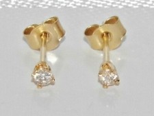9ct Gold Real Diamond Solitaire Stud Earrings - Solid 9K Gold