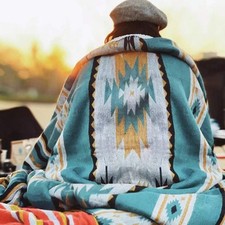 Aztec Patterned Soft Sherpa Throw Blanket Southwestern Navajo Tribal Style Boho