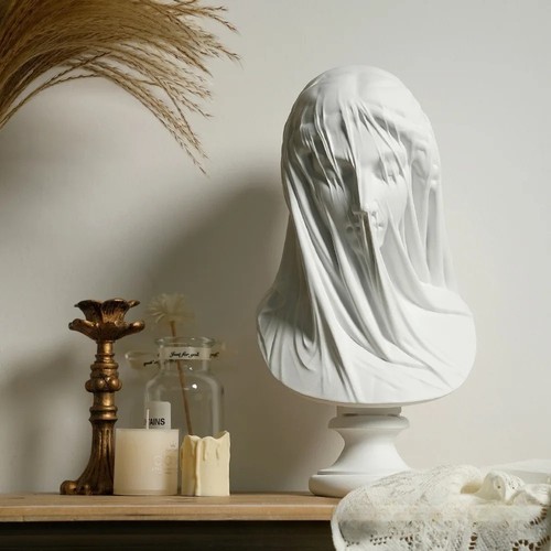 Veiled lady bust statue greek - lady,