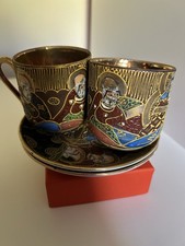 Genuine Samurai China Japanese 2 Cups And Saucers 
