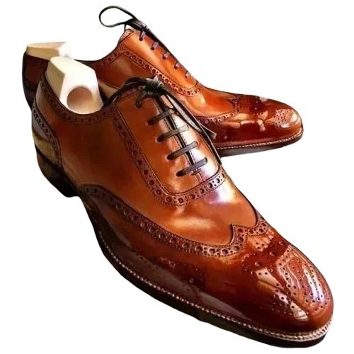Handmade brown wingtip genuine - brown,