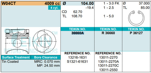 Piston ring set hino w04c - set, w04c-t