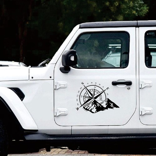 Compass mountain vinyl decal - compass,