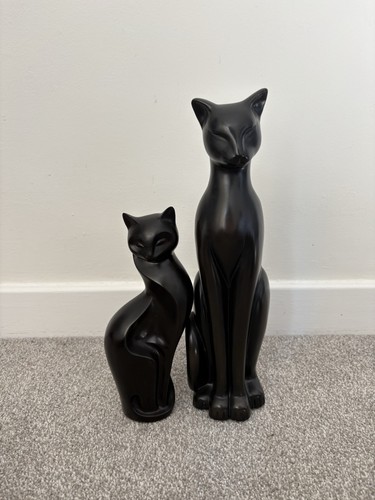 Pair black cat figures - of,