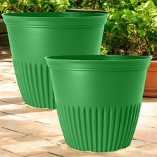 Pine Green Tall Ribbed Planter