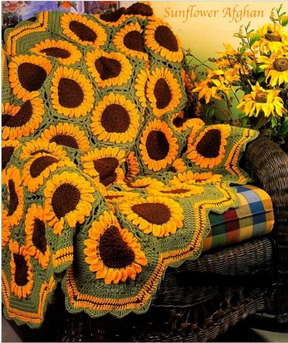 Vintage sunflower afghan - vintage,