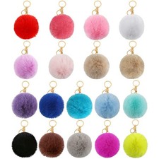 Keyring Soft Faux Fluffy Rabbit Fur HandBag Pendant Charm Pompom Keychain Charm