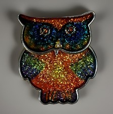 Vintage Owl Brooch Psychedelic