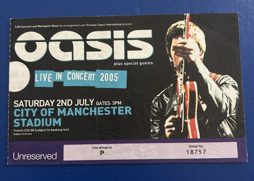 Oasis original ticket - oasis,