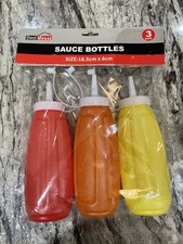 3PC Sauce Dispenser Condiments Mustard Tomato Ketchup Bottle Bbq Picnic New