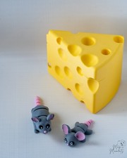 3D Printed Mouse & Rat Figurines with Cheese | Miniature Animal Décor
