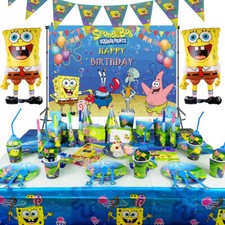 SpongeBob Birthday Party Decorations Tableware Set Cup Horn Flag Blowout Supply
