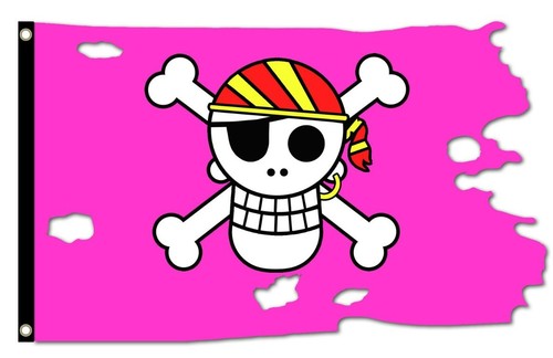Pirate pink shaped flag 5x3 - pirate,
