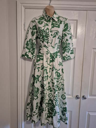 Green white floral - &,
