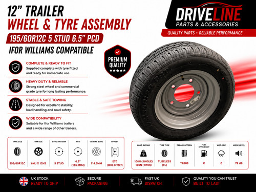 195 60r12c trailer wheel - wheel, tyre