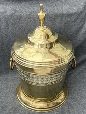 Vintage brass lidded coal - brass,