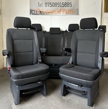VW T6 T5 Transporter Caravelle Set Of Seats In Black Kutamo Trim Plus Rails