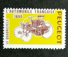 STAMP OF FRANCE: VIGNETTE PEUGEOT LE QUADRICYCLE 1890 - L'AUTOMOBILE FRANCAISE