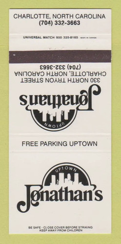 Matchbook cover jonathan - matchbook,