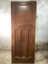 30"X 77 1/8" 1930s Internal Varnished Pitch Pine Four Panel Door 1over3 Old