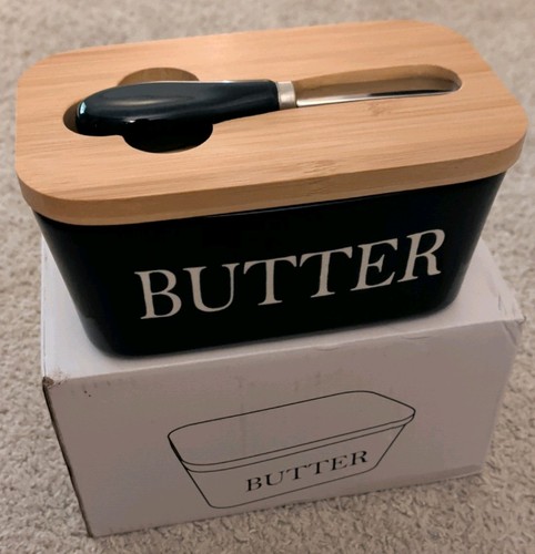Ceramic butter dish navy blue - ceramic,