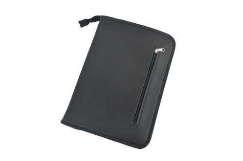 Black leather portfolio - black,