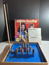 Vtg 1987 Original Skittle Bowl Bowling Game #44 Pressman Solid Wood Wooden Pins