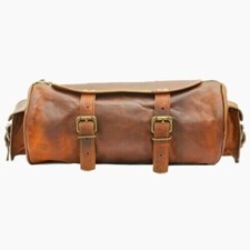 Bag Tool Leather Motorcycle Vintage Strap Buckle Closure Genuine Roll