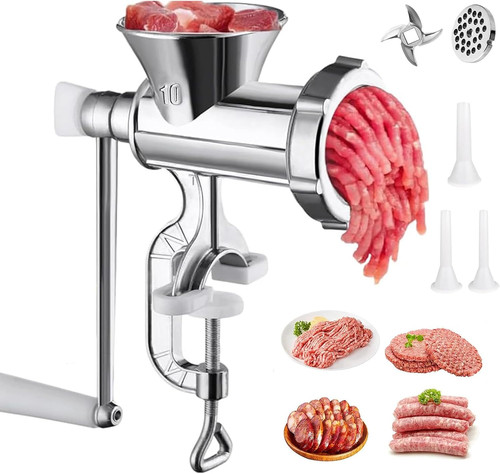 Manual meat grinder with - meat,