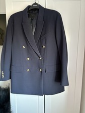 Zara Navy Double Breasted Blazer Size XL New With Gold Buttons