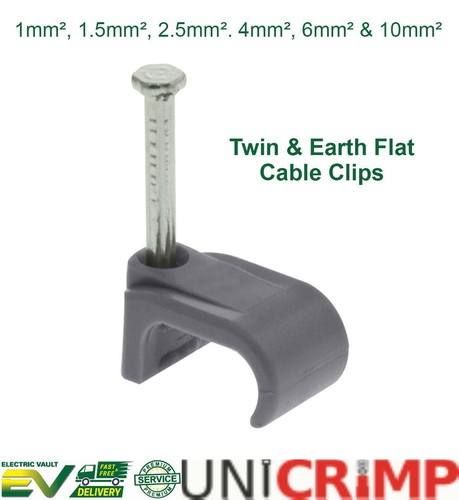 Flat cable clips nail grey - flat,