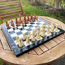 Wooden Chess Set Grey/Black Marble/Mosaic/Walnut Pattern Board Gift for Him Her