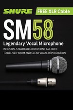 Shure SM58 Dynamic Cardioid Vocal Microphone – Brand New w/ Free XLR Cable