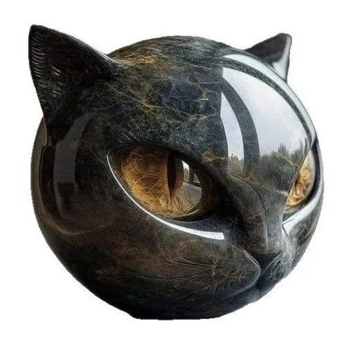 Black cat head - resin, figurine