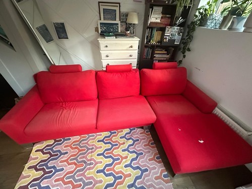 Red shaped arketipo corner - l-shaped,
