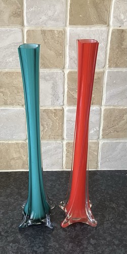 Vintage glass bud vases - glass,
