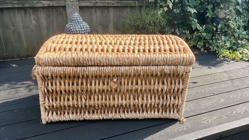 Vintage wicker storage chest - vintage,