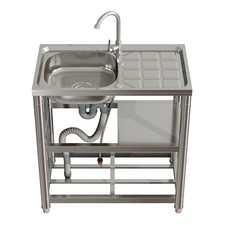 Catering Sink Commercial Kitchen Stainless Steel Single Bowl w/Drainer Unit&Tap